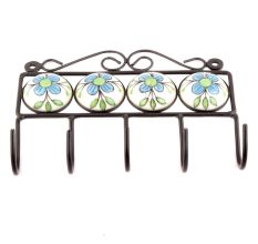 White And Turquoise Floral Tiles Hooks Online