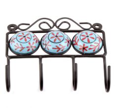 Turquoise Round Floral Tiles Hooks Online