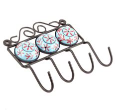 Turquoise Round Floral Tiles Hooks Online