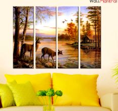 Deer Nature Panting Premium Quality Canvas Wall Hanging