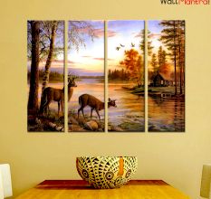 Deer Nature Panting Premium Quality Canvas Wall Hanging