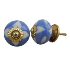 Slate Blue Etched Ceramic Knob-31