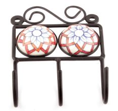 Red Ceramic Floral Tiles Hooks  Online