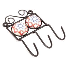 Red Ceramic Floral Tiles Hooks  Online