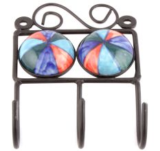 Multicolor Round Ceramic Floral Tiles Hooks