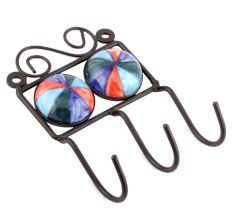 Multicolor Round Ceramic Floral Tiles Hooks
