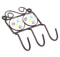 White Blue Tiny Flower Tiles Hooks