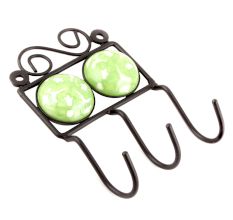 Pea Green Ceramic Floral Tiles Hooks 