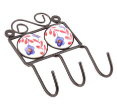 Red Leaf Ceramic Floral Tiles Hooks