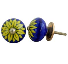 Navy Blue Floral Knob