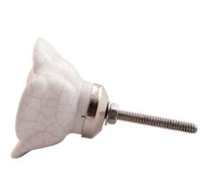 White Pink Crackle Medium Rose Flower Ceramic Knobs