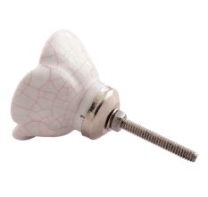 White Pink Crackle Medium Rose Flower Ceramic Knobs