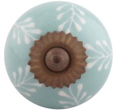 Sea Green Leaf Floral Ceramic Drawer Knobs
