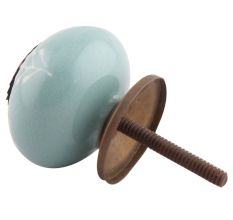 Sea Green Leaf Floral Ceramic Drawer Knobs