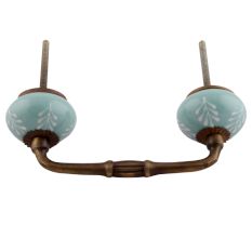 Sea Green Leaf Floral Ceramic Bridge Handles