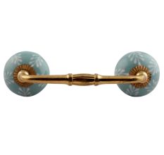 Sea Green Leaf Floral Ceramic Bridge Handles