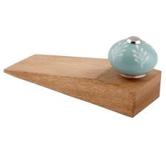 Sea Green Leaf Floral Ceramic Door Stopper