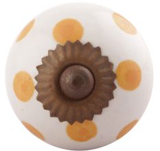 Mustard Dotted Ceramic Floral Drawer Knobs Online