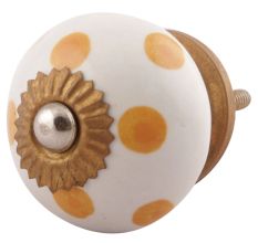 Mustard Dotted Ceramic Floral Drawer Knobs Online