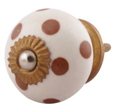 Brown Dotted Ceramic Floral Dresser Knobs