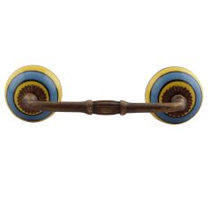 Turquoise And Yellow Striped Ceramic Bridge Handles