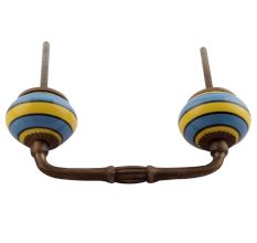Turquoise And Yellow Striped Ceramic Bridge Handles