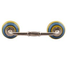 Turquoise And Yellow Striped Ceramic Bridge Handles