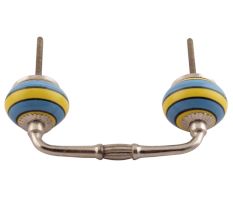 Turquoise And Yellow Striped Ceramic Bridge Handles