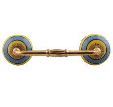 Turquoise And Yellow Striped Ceramic Bridge Handles