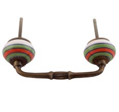 Pea Green Striped Ceramic Bridge Handles