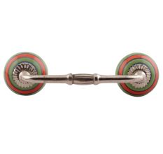 Pea Green Striped Ceramic Bridge Handles