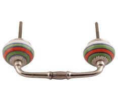 Pea Green Striped Ceramic Bridge Handles