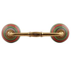 Pea Green Striped Ceramic Bridge Handles