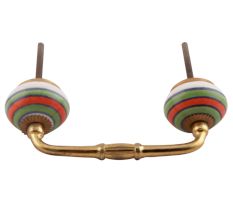 Pea Green Striped Ceramic Bridge Handles