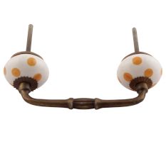 Mustard Dotted Ceramic Floral Bridge Handles