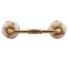 Mustard Dotted Ceramic Floral Bridge Handles