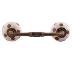 Brown Dotted Ceramic Floral Bridge Handles