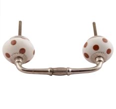Brown Dotted Ceramic Floral Bridge Handles