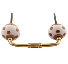 Brown Dotted Ceramic Floral Bridge Handles