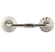 White Etched Ceramic Floral Bridge Handles