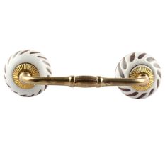 White Etched Ceramic Floral Bridge Handles