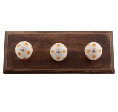 Mustard Dotted Ceramic Floral Wooden Hooks