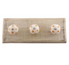 Mustard Dotted Ceramic Floral Wooden Hooks
