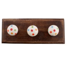 Multicolor Polka Dotted Ceramic Wooden Hooks 