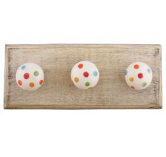 Multicolor Polka Dotted Ceramic Wooden Hooks 