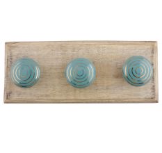 Sea Green Striped Ceramic Wooden Hooks 