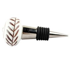 White Etched Ceramic Floral Wine Stopper