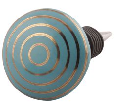 Sea Green Striped Ceramic Wine Stopper
