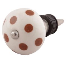 Brown Dotted Ceramic Floral Wine Stopper