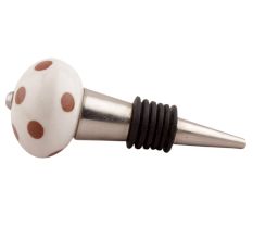 Brown Dotted Ceramic Floral Wine Stopper